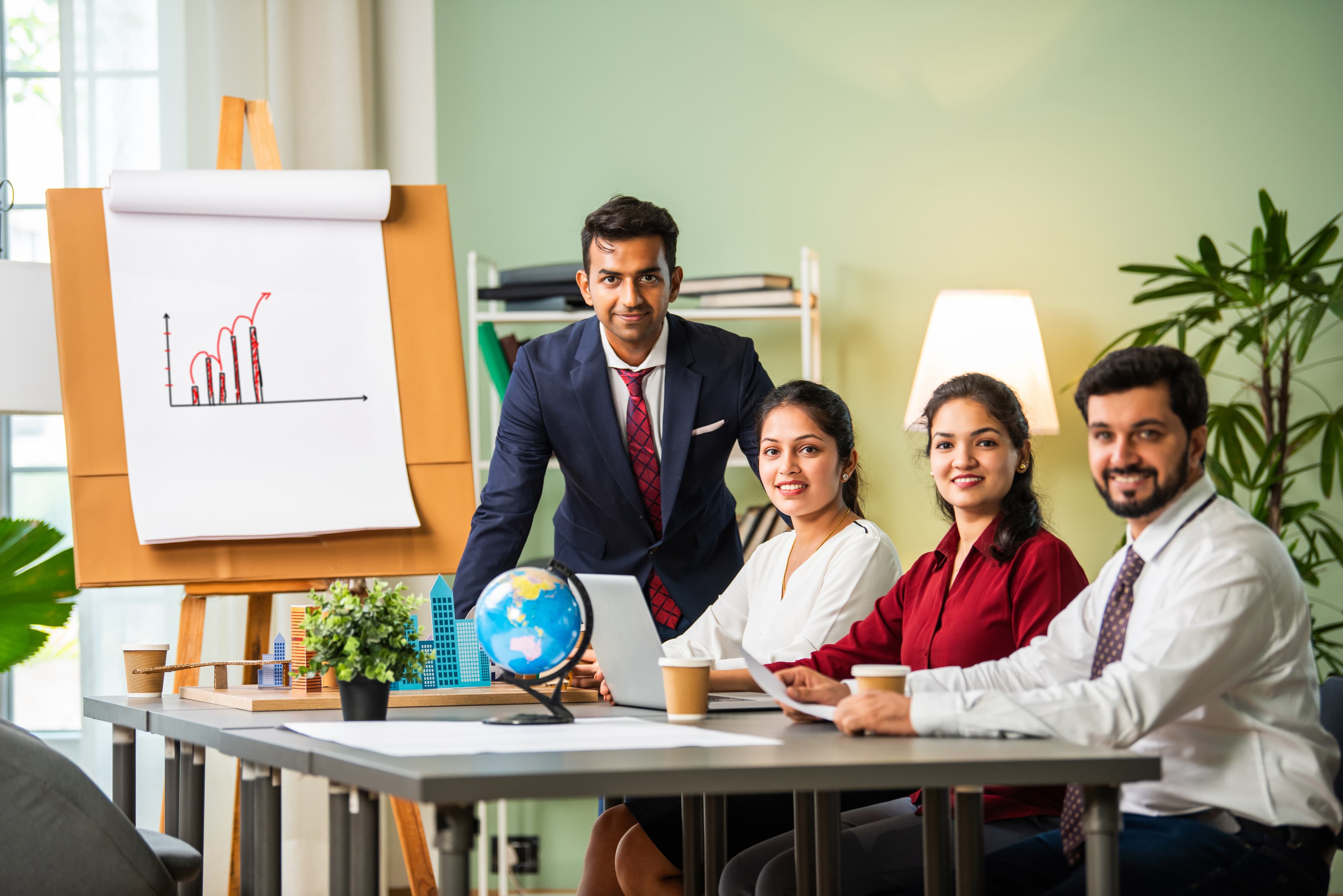 Our team collaborating in a modern office